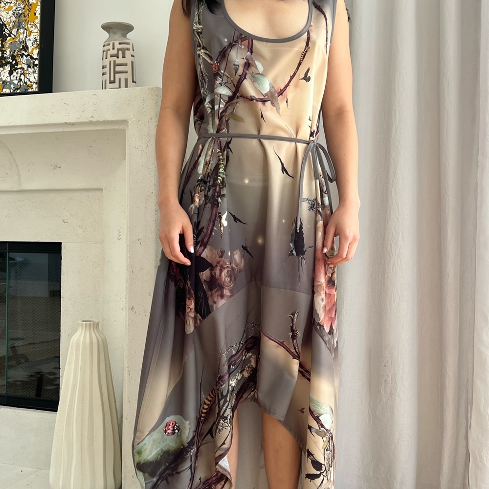Bolongaro Trevor Gray Floral Dress size small-medium